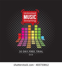 Unlimited Music Streaming Vector Illustration