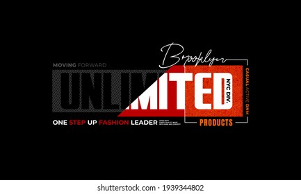 unlimited products, brooklyn, typography graphic design, for t-shirt prints, vector illustration
