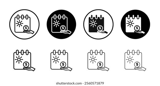 Unlimited PTO icon Flat outline fill set collection