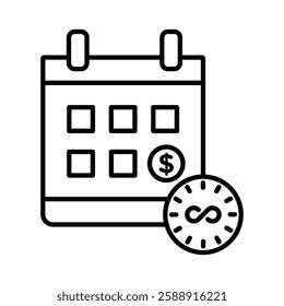 Unlimited PTO icon Outline vector symbol sign