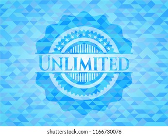 Unlimited Sky Blue Emblem. Mosaic Background