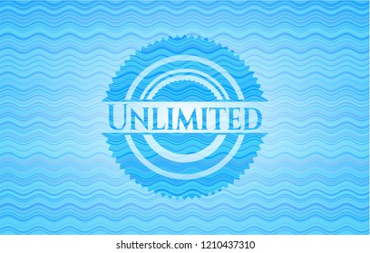 Unlimited Sky Blue Water Badge Background.