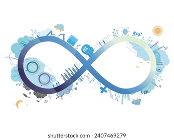 Símbolo ilimitado muestra posibilidades infinitas en la ilustración vectorial de tecnología gráfica EPS 10