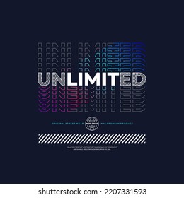 unlimited typography graphic for print t shirt, vector illustration, authentic, design style