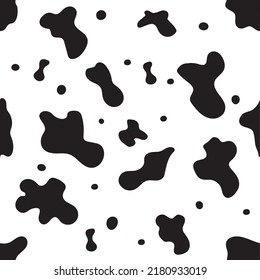 Unbegrenzte Vektorkuh fleckt Textur. Milk Punkte Tapete Cute Tiergrafik Muster. Etikettendesign drucken
