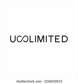 Unlimited word design with infinity symbol concept in letter N.
