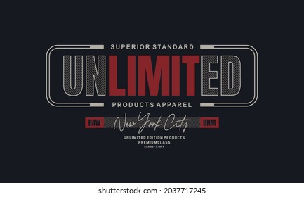 unlimited,new york city apparel. typography emblem for t-shirt. vector illustration.

