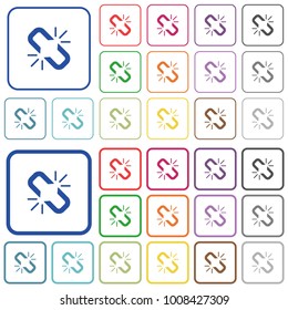 Unlink color flat icons in rounded square frames. Thin and thick versions included.