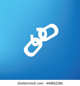 Unlink design,tag icon on blue background,vector