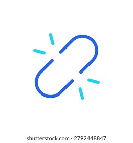 Unlink icon with filled outline style symbol for connection removal