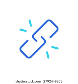 Unlink icon with filled outline style symbol for connection removal