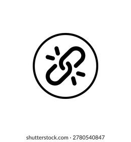 Unlink icon in solid outline style symbol for disconnected connection