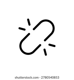 Unlink icon in solid outline style symbol for disconnected connection