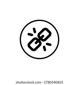 Unlink icon in solid outline style symbol for disconnected connection