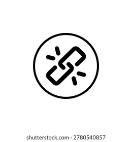 Unlink icon in solid outline style symbol for disconnected connection