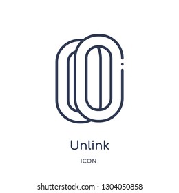 unlink icon from user interface outline collection. Thin line unlink icon isolated on white background.