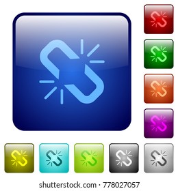 Unlink icons in rounded square color glossy button set