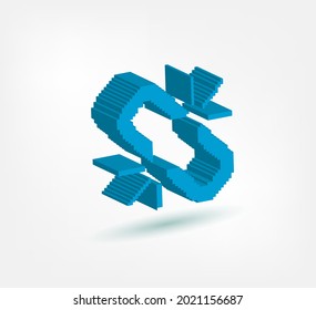 unlink pixel symbol sign vector logo isolated 3d