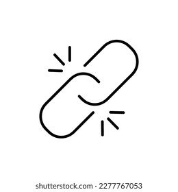 Unlink Vector Icon, Outline style, isolated on white Background.