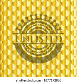 Unlisted gold badge. Scales pattern. Vector Illustration. Detailed. 