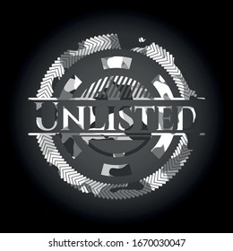 Unlisted on grey camouflaged texture