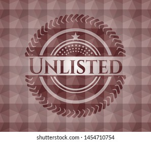 Unlisted red badge with geometric background. Seamless.