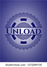 Unload badge with denim background