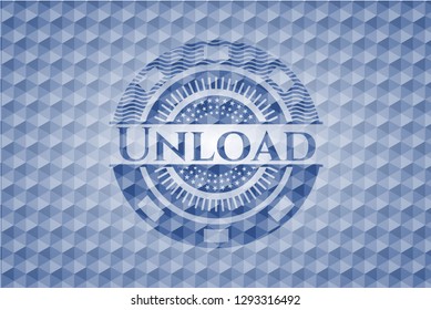 Unload blue emblem with geometric pattern.