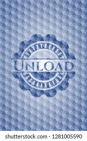 Unload blue polygonal emblem.