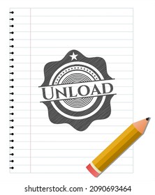 Unload emblem drawn in pencil. Vector Illustration. Detailed. 