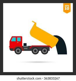 Unloading dump truck icon