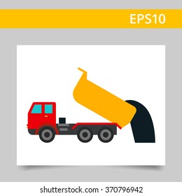 Unloading dump truck icon