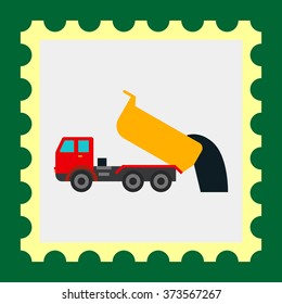 Unloading dump truck icon