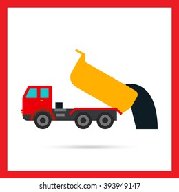 Unloading dump truck icon