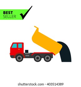 Unloading dump truck icon