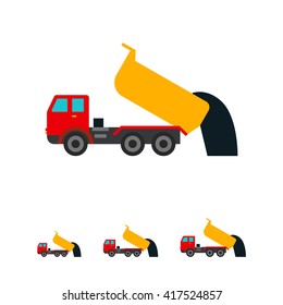 Unloading dump truck icon
