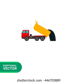 Unloading dump truck icon