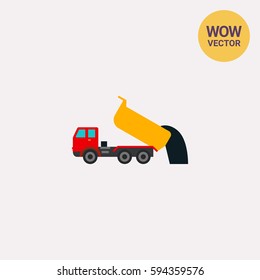 Unloading dump truck icon