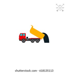 Unloading dump truck icon