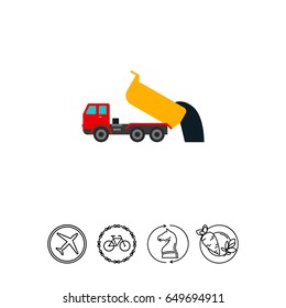 Unloading dump truck icon