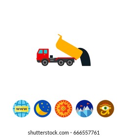 Unloading dump truck icon