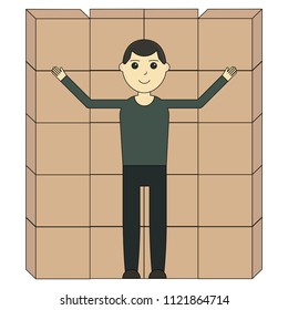 Unloading of goods. Cartoon character isolated on white background