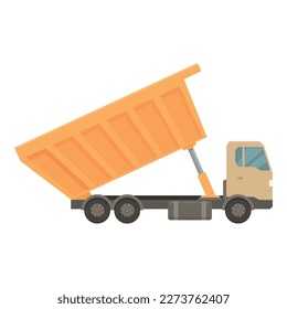 Unloading machine icon cartoon vector. Truck construction. Car unload