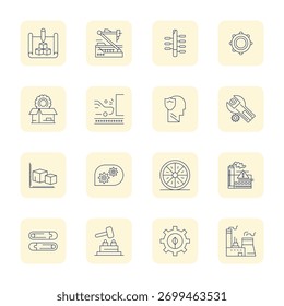 Desbloquee 16 iconos vectoriales mejorados inspirados en la fabricación, optimizados en formato Retina Ready para una visualización impecable en todos los dispositivos.