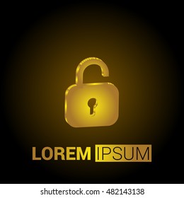 Unlock 3D Golden Metallic Premium Royal Corporate Logo / Icon