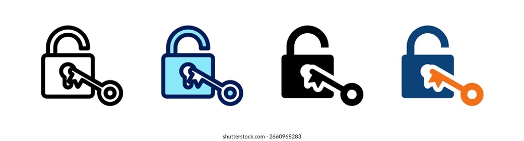 Alle in einem Symbol entsperren Multi Styles Vektor Set