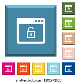 Unlock application white icons on edged square buttons in various trendy colors