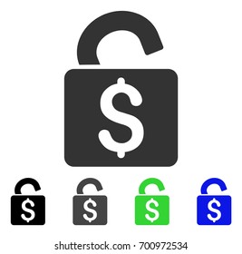 Unlock Banking Lock flat vector icon. Colored unlock banking lock, gray, black, blue, green pictogram variants. Flat icon style for web design.