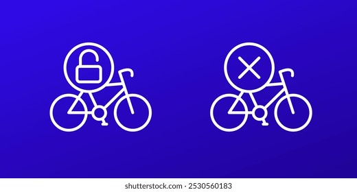 Unlock bike, bicycle icons, linear vector