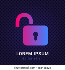 Unlock Blue & Red colorful gradient attractive bright material Icon / Logo Design